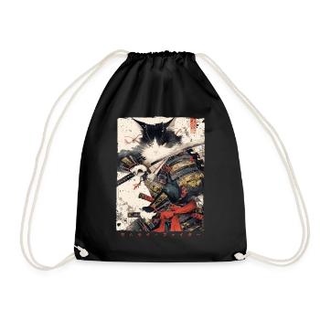 Chat samouraï Kawaii Chat ninja japonais - Sac de sport léger - noir - Devant