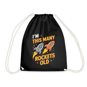 I'm Two Rockets Old - Kids 2 Years Old, - Drawstring Bag - black - Front