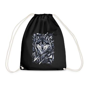 Wolf Kunstwerk Geometrische Formen - Turnbeutel - Schwarz - Vorne