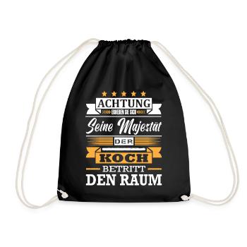 Achtung Seine Majestät Der Koch Betritt Den Raum - Turnbeutel - Schwarz - Vorne