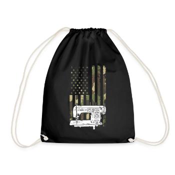 Machine à coudre de camouflage de drapeau américain - Sac de sport léger - noir - Devant