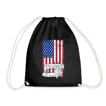Sewing Machine US Flag Sewing US flag - Turnbeutel - Schwarz - Vorne