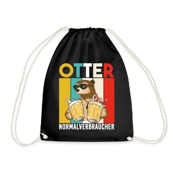 Otter Normalverbraucher Lustiger Bier Spruch Retro - Turnbeutel - Schwarz - Vorne