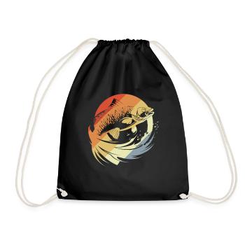 Fish Graphic Retro Look - Drawstring Bag - black - Front