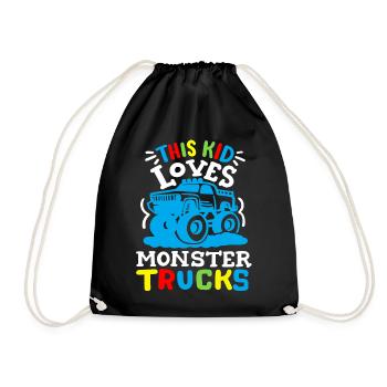 Monstertrucks für Kinder - Turnbeutel - Schwarz - Vorne