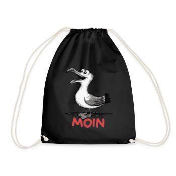 Moin Möwe - Turnbeutel - Schwarz - Vorne