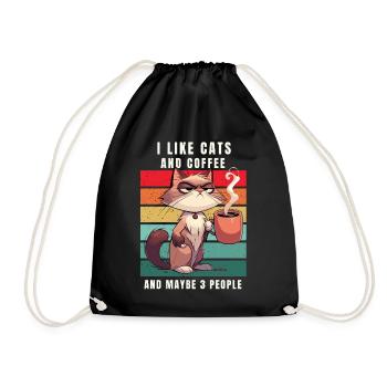 Café Chat Caféine Rétro Collègue De Bureau Drôle - Sac de sport léger - noir - Devant