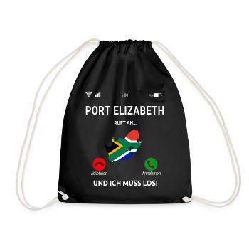 Port Elizabeth Urlaub Südafrika Idee - Turnbeutel - Schwarz - Vorne