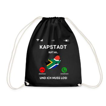 Kapstadt Ruft An Südafrika Cape Town Urlaub - Turnbeutel - Schwarz - Vorne