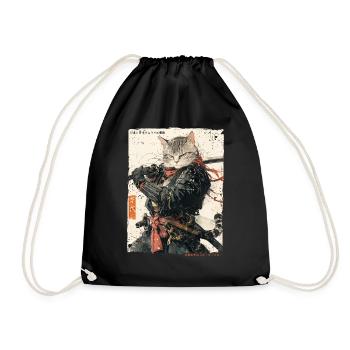 Chat samouraï Kawaii Chat ninja japonais - Sac de sport léger - noir - Devant