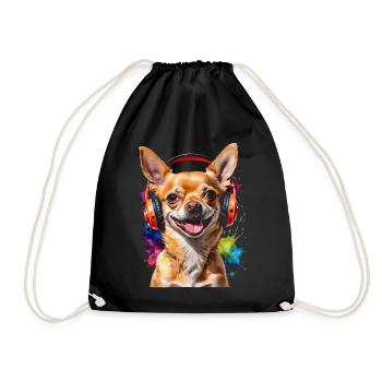 Chihuahua Casque Chien Drôle Animal Design Imprimer - Sac de sport léger - noir - Devant