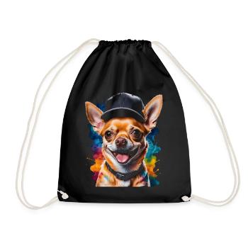 Chihuahua Snapback Cap Chien Drôle Design Print - Sac de sport léger - noir - Devant