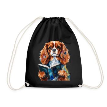 Cavalier King Charles Spaniel Lecture Livre Chien - Sac de sport léger - noir - Devant