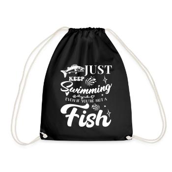 Einfach Weiter Schwimmen Auch Wenn Du Kein Fisch - Turnbeutel - Schwarz - Vorne
