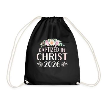 Getauft In Christus 2026 Mit Blumen - Turnbeutel - Schwarz - Vorne
