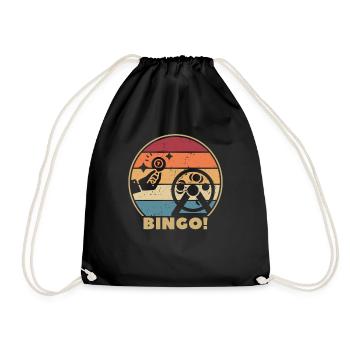 Retro Caller Daubers Professioneller Bingo-Liebhaber - Turnbeutel - Schwarz - Vorne
