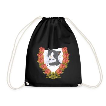Cat Cats Kitten Sleeping Child - Drawstring Bag - black - Front