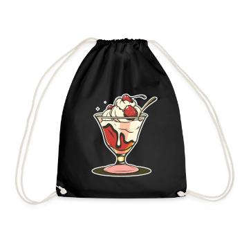 Ice cream sundae Drawing - Drawstring Bag - black - Front