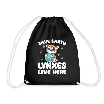 Rettet die Erde Luchse leben hier Earth Day - Turnbeutel - Schwarz - Vorne