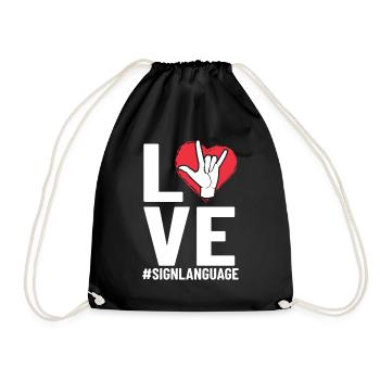 Amour Langue des signes ASL sourd ASL malentendant ASL - Sac de sport léger - noir - Devant