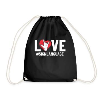 ASL Ich liebe dich Lustige Fingerbuchstabierung ASL - Turnbeutel - Schwarz - Vorne