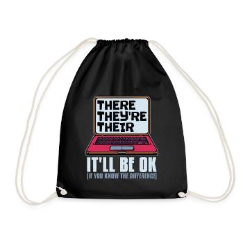 Book Editor There They're Their English Teacher - Drawstring Bag - black - Front