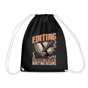 Book Editing Is Where The Real Writing Literature - Turnbeutel - Schwarz - Vorne