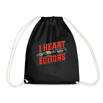 Book Editor I Heart Editors Publisher Bookworm - Drawstring Bag - black - Front