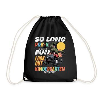 Kindergarten Graduation Dino Dinosaur T-Rex Fun - Drawstring Bag - black - Front