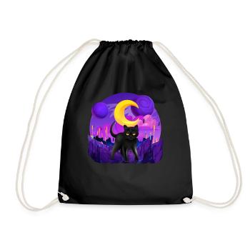 Galactic Katze Vintage Retro Cat Zeitlose Eleganz - Turnbeutel - Schwarz - Vorne
