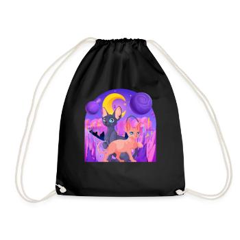 Galactic Katze Vintage Retro Cat Zeitlose Eleganz - Turnbeutel - Schwarz - Vorne