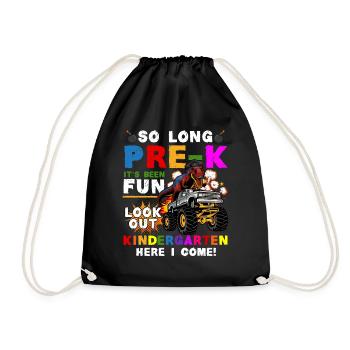 Kindergarten Graduation Dino Dinosaur T-Rex Fun - Drawstring Bag - black - Front