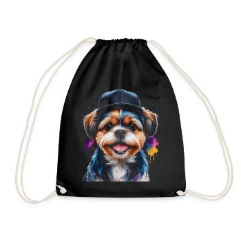 Shih Tzu Snapback Cap Chien Drôle d’Animal Print - Sac de sport léger - noir - Devant