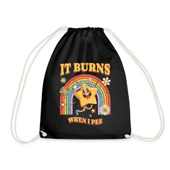 Funny saying "It Burns when I Pee"! Sarcastic - Drawstring Bag - black - Front
