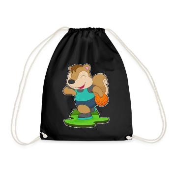 Squirrel Basketball Player Basketball - Drawstring Bag - black - Front