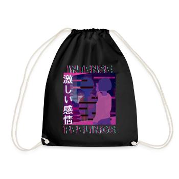 80s Retro Vaporwave Intense Feelings - Drawstring Bag - black - Front