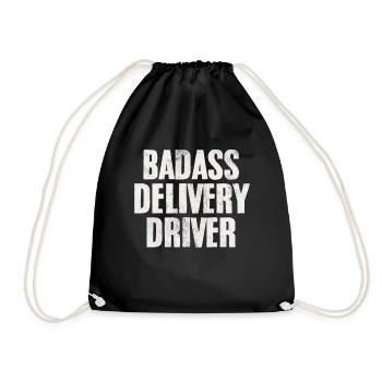 Badass Delivery Driver Package Parcel Delivery - Drawstring Bag - black - Front