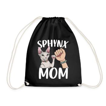 Sphynx Mom Hairless Cat Funny Mom Cat Sphynx Pet - Drawstring Bag - black - Front