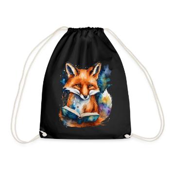 Livre de lecture renard imprimé de conception animale colorée - Sac de sport léger - noir - Devant