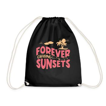 Always chasing the sunsets - Drawstring Bag - black - Front