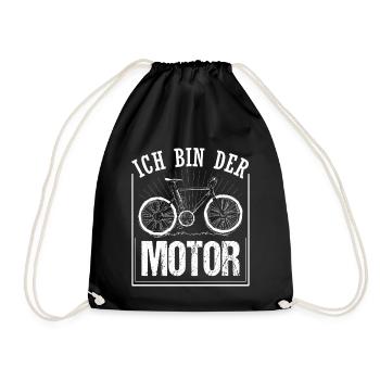 Mountainbike Fahrrad Radsport Ich Bin Der Motor - Turnbeutel - Schwarz - Vorne