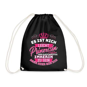 PRINZESSIN & IMKERIN, HIER BIN ICH! Lustiges - Turnbeutel - Schwarz - Vorne