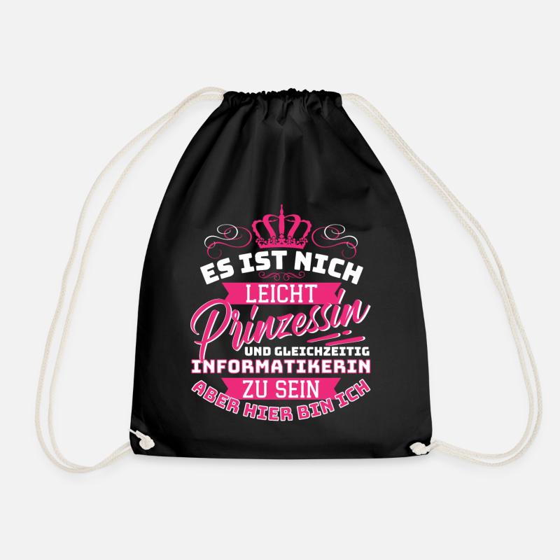 Princess & Computer Scientist - Computer Science Job - Drawstring Bag - black