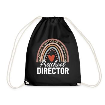 Preschool Director Funny Boho Rainbow Childcare - Drawstring Bag - black - Front