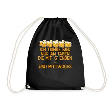 Drinking on weekdays for avid beer drinkers - Drawstring Bag - black - Front