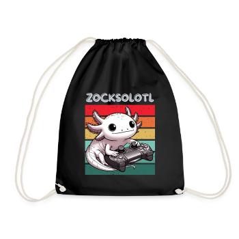Gamer Axolotl Nerd Rétro Ordinateur Jeu vidéo Drôle - Sac de sport léger - noir - Devant