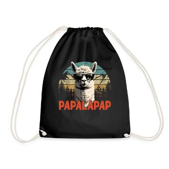 Funny Llama Dad Papalapap Perfect Father's Day - Drawstring Bag - black - Front