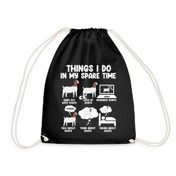 Things I Do In My Spare Time Goat - Drawstring Bag - black - Front