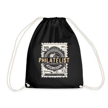 Stamp Collector Philatelist Loves Stamp Collecting - Drawstring Bag - black - Front