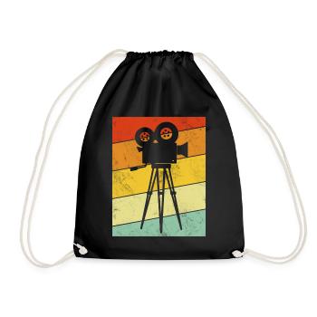 Funny Filmmaking Retro Vintage Cinematography - Drawstring Bag - black - Front